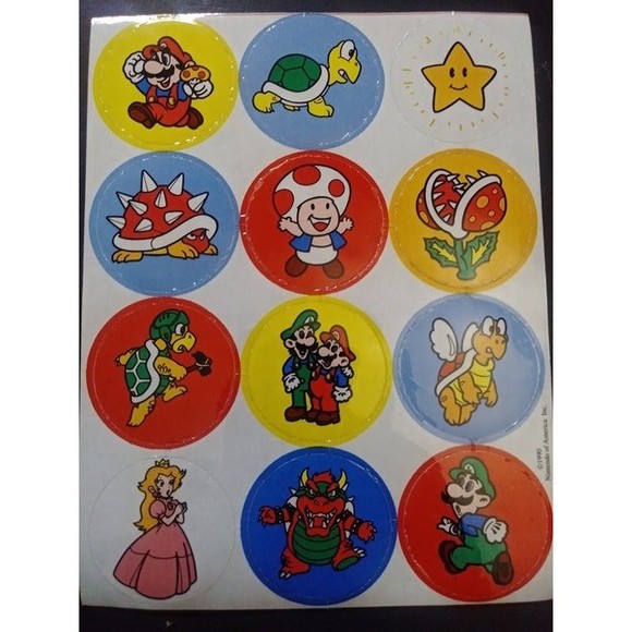 Nintendo of America Super Mario Stickers Vintage 1990's - Picture 1 of 6